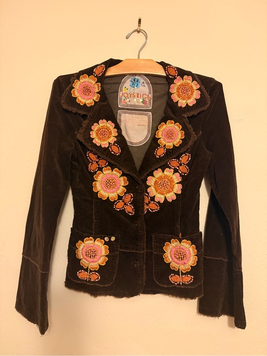Joystick Jackets & Blazers - Joystick Brown Velvet Embroidered Blazer Jacket Runs small. Could be a small